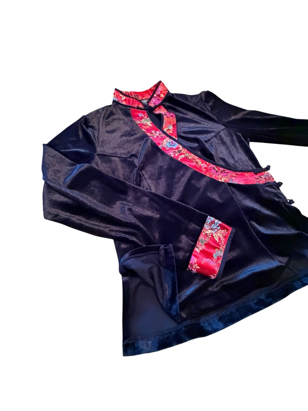 CANADIAN DESIGNER MAGGIE WALT Black Velvet Jacket with Red and Gold Accents